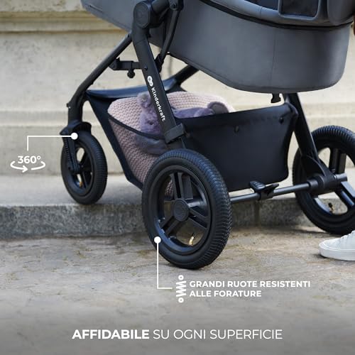 Kinderkraft MOOV2 Trio passeggino neonati 3 in 1 fino 26 kg, con Ovetto I SIZE 40 75 cm, Carrozzina reversibile fronte mamma e strada, Schienale regolabile, Ruote gonfiabili, Grigio : Amazon.it: Prima infanzia