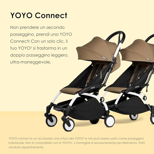 BABYZEN YOYO Connect, Bianco   Trasforma il tuo passeggino YOYO2 in un passeggino doppio   Compatto e maneggevole : Prima infanzia
