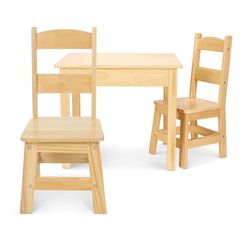 Melissa & Doug   Tavolo e Sedie in Legno | Mobili per Bambino | Arredo Cameretta Bambino | Set da 3 Pezzi | 3  | Regalo per Bambine e Bambini : Casa e cucina