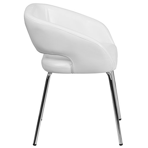 Flash Furniture Fusion Series Sedia da ricevimento laterale imbottita in pelle morbida, poltrona da salotto imbottita retrò per soggiorno o ufficio, White : Flash Furniture: Amazon.it: Casa e cucina