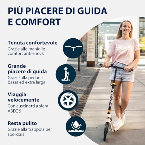 HUDORA Monopattino BigWheel Style 230   Monopattino in alluminio resistente con pedana grande   Monopattino pieghevole regolabile in altezza per carico fino a 120kg   Per ragazzi e adulti : Amazon.it: Sport e tempo libero