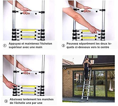 Nictemaw 5M Scala Telescopica in Alluminio Scala Retrattile pieghevole, Capacità 150kg (2,5M 2,5M) : Amazon.it: Fai da te