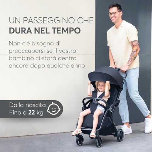 KikkaBoo Passeggino CIELA, Passeggino per bambini fino a 22 kg, Piegatura automatica, Schienale reclinabile, Leggero, Compatto, Misura Bagaglio a mano, Beige : Amazon.it: Prima infanzia