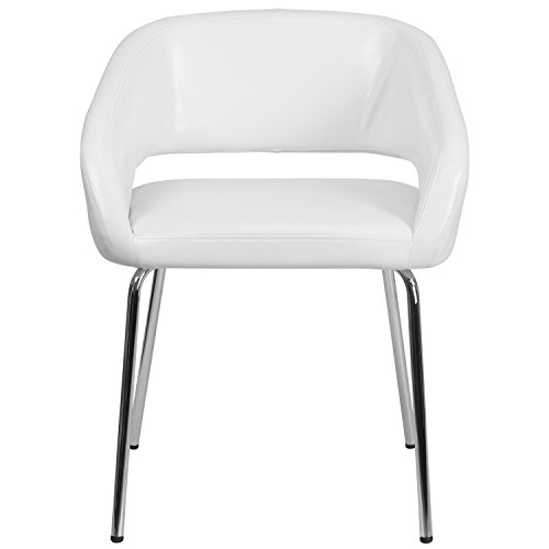Flash Furniture Fusion Series Sedia da ricevimento laterale imbottita in pelle morbida, poltrona da salotto imbottita retrò per soggiorno o ufficio, White : Flash Furniture: Amazon.it: Casa e cucina