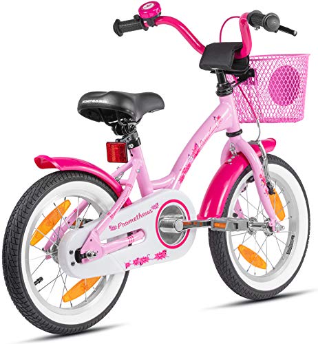 PROMETHEUS BICYCLES bicicletta bambina 4 anni bici per bambini bici bambina 14 pollici bimba con rotelle e freno contropedale Rosa : Sport e tempo libero