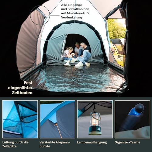 Skandika Hammerfest 6 persone   Tenda de campeggio familiare   zanzariera   2x cabine da letto (con pavimento cucito e cabine oscura) : Amazon.it: Sport e tempo libero