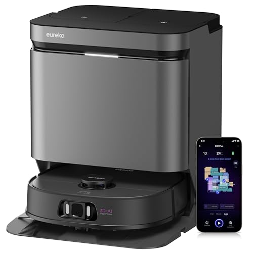 EUREKA J15 Pro Ultra Robot Aspirapolvere Lavapavimenti, Aspirapolvere Robot Potente Aspirazione 16200Pa, Lavaggio Mocio ad Acqua Calda a 75℃, Mappatura con AI, Stazione Autopulizia/autopulente : Casa e cucina