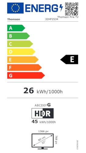 Thomson 32'' (80 cm) HD   LED Fire TV   Controllo vocale Alexa, supporto AirPlay, triplo sintonizzatore, Bluetooth, HDMI, porte USB, AV IN e CI    32HF2S34 2024 : Amazon.it