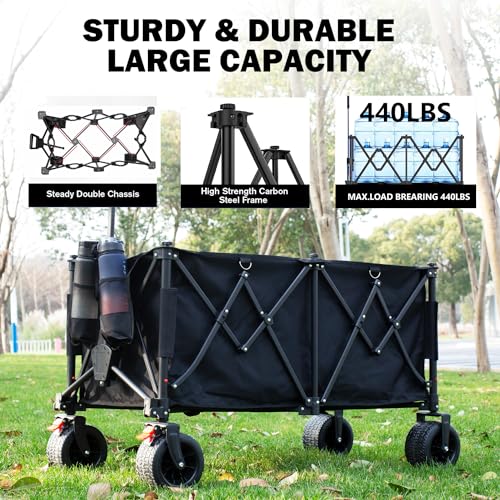 OMNISAFE Carrello pieghevole da 260 l, resistente, da giardino/spiaggia, con capacità di carico di 199,6 kg, vagone per la spesa all'aperto con tasca e freni, per campeggio, shopping, sport : Amazon.it: Giardino e giardinaggio