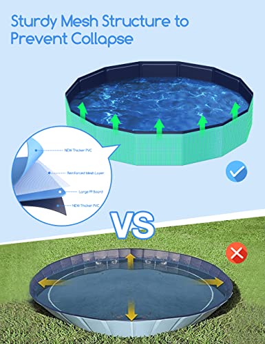 Piscina per Cani,XL:160 * 30cm,Piscina per Bambini Pieghevole PP Piscinetta per Cani Grandi Bagno per Cani Antiscivolo Resistente,Vasca da Bagno per Animali Domestici con 4 Patch di Riparazione : Prodotti per animali domestici