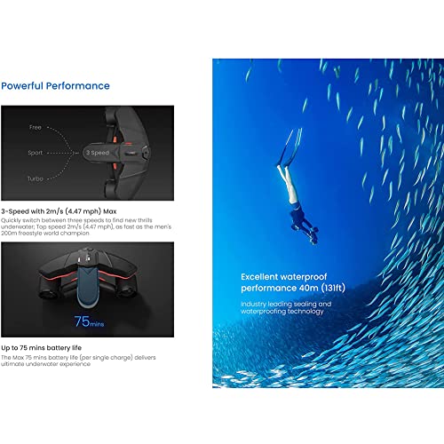 HYQNG Scooter Marino a Doppio Motore da 40 m, Scooter subacqueo con Display a LED, Drone Elettrico Impermeabile a 3 Livelli di velocità 2 m/s con Supporto per Fotocamera Ricaricabile, per Fotografia : Elettronica
