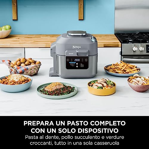 Ninja Speedi Pentola Elettrica Rapida 10 in 1, Friggitrice ad Aria, 5,7 l, Pasti per 4 in 15 Minuti, Frittura ad Aria e Cottura al Vapore, Idea Regalo Natale, Grigio, ON400EU : Amazon.it: Casa e cucina