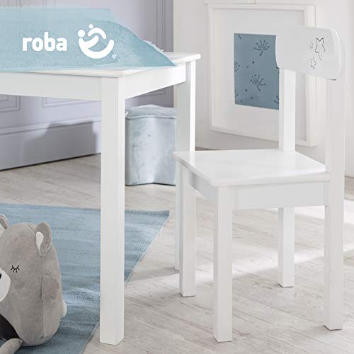 roba Set Tavolo   2 Sedie per Bambini Little Stars   Stile Country   dai 18 Mesi ai 10 Anni   Panca a 3 Altezze   Convertibile   Leggero e Robusto   Legno Bianco : Roba: Prima infanzia