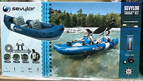 Sevylor Tahaa Kayak con pagaia, Canoa Gonfiabile 2 Persone, Barca a Paddle con Robusto Guscio in PVC, Cinghie per Il Fissaggio dei Bagagli, Struttura a Barre per un'elevata stabilità in Acqua : Amazon.it: Sport e tempo libero