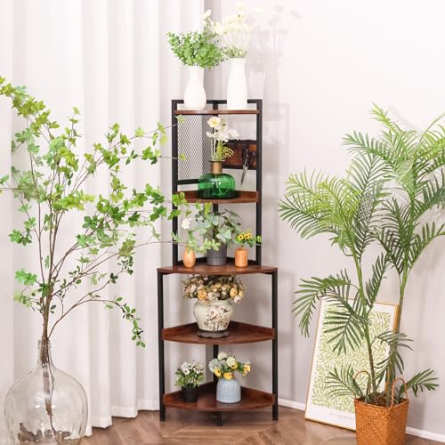 ALBAD Scaffale angolare a 5 ripiani, 150 cm, con struttura in metallo, libreria angolare in legno, espositore per piante, per bagno, soggiorno, cucina : Amazon.it: Casa e cucina