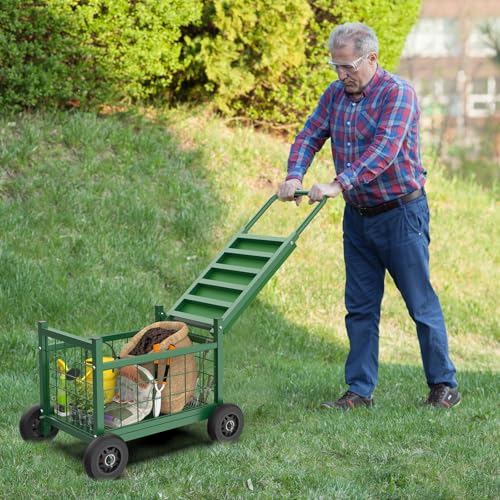 Sedia da lavoro da giardino con ruote, carrello da giardino aggiornato 2025 con sedile, resistente carrello da giardino con cesto portaoggetti, sgabelli da giardino per anziani, giardinieri, panca da : Amazon.it: Giardino e giardinaggio