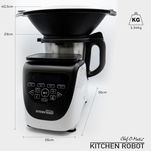 Chef O Matic robot da cucina multifunzione Kitchen Robot, 1000w, 3L, 3500 giri al minuto, Accessori multipli, 10 velocità, Schermo tattile a LED, Design elegante : Amazon.it: Casa e cucina