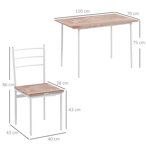 HOMCOM Set da pranzo, tavolo da pranzo con 4 sedie da cucina, salva spazio, set da pranzo, set da pranzo per cucina, in acciaio, marrone : Casa e cucina