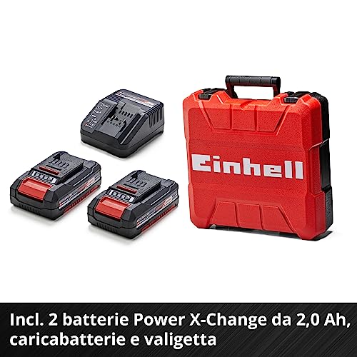 Einhell Cacciavite cordless TE CD 18 Li i Brushless Power X Change (con funzione di impatto, Li Ion, 18 V, 2 velocità, 60 Nm, luce LED, custodia, incl. 2 batterie da 2,0 Ah e caricabatterie) : Amazon.it: Fai da te