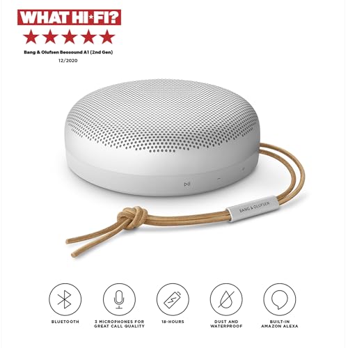 Bang & Olufsen Beosound A1 (2a Generazione)   Speaker Bluetooth Portatile Premium Impermeabile IP67, Suono a 360 Gradi, Assistente Vocale Alexa, Vivavoce, Batteria di 18 Ore   Grigio Nebbia : Elettronica