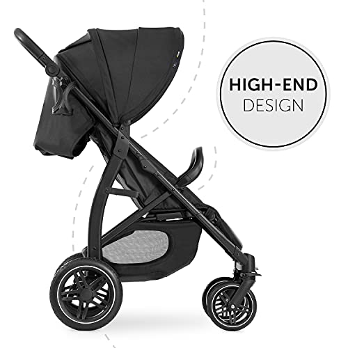 hauck Passeggino Leggero Rapid 4D per Bambini dalla Nascita fino a 22 kg con funzione Reclinabile, Pneumatici in Gomma, Portabicchieri, UPF 50 , Passeggino Compatto, Cestino XL fino a 3 kg   Nero : Prima infanzia