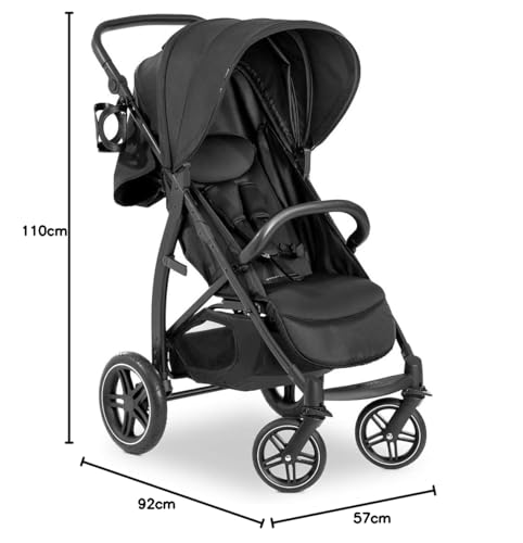 hauck Passeggino Leggero Rapid 4D per Bambini dalla Nascita fino a 22 kg con funzione Reclinabile, Pneumatici in Gomma, Portabicchieri, UPF 50 , Passeggino Compatto, Cestino XL fino a 3 kg   Nero : Prima infanzia