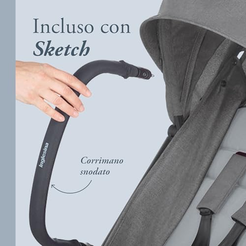 Inglesina Sketch Passeggino Leggero e Compatto, Grigio, Confortevole, fino a 17kg, Chiusura una Mano, UPF 50  : Prima infanzia