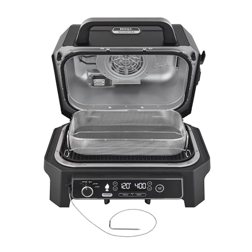 Ninja Woodfire Barbecue Elettrico XL, Griglia Friggitrice ad Aria e Affumicatore 4 in 1 da Esterno, con Termometro a Sonda Digitale, Sistema di Cottura Intelligente Smart Cook, Grigio/Nero, OG850EU : Amazon.it: Giardino e giardinaggio
