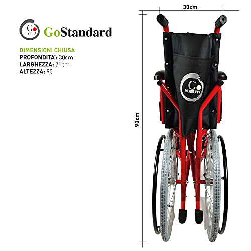 GOVITA Carrozzina Pieghevole Per Passaggi Stretti, Ideale Per I Passaggi In Ascensore_Gostreet Slim 40 Cm   Telaio Doppia Crociera In Acciaio Sedia A Rotelle Pieghevole Slim : Amazon.it: Salute e cura della persona