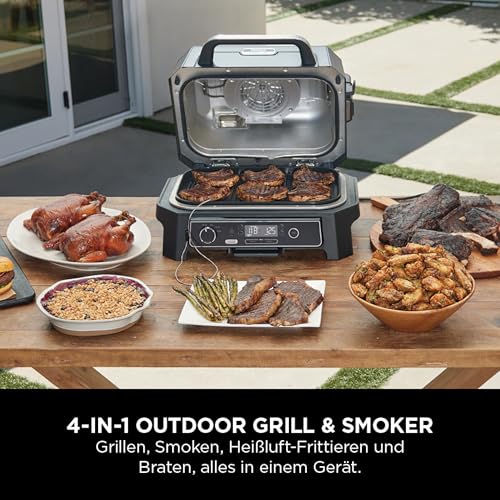 Ninja Woodfire Barbecue Elettrico XL, Griglia Friggitrice ad Aria e Affumicatore 4 in 1 da Esterno, con Termometro a Sonda Digitale, Sistema di Cottura Intelligente Smart Cook, Grigio/Nero, OG850EU : Amazon.it: Giardino e giardinaggio