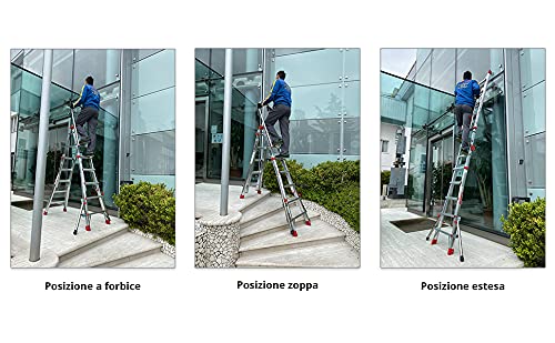 SUPER TELES   Scala telescopica professionale in alluminio (5   5 gradini) con bracciolo e stabilizzatori : Amazon.it: Fai da te