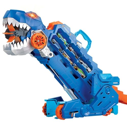 ​Hot Wheels City   Mega Dino Trasportatore, pista da corsa che si trasforma in un T Rex & Confezione da 20 Macchinine, Veicoli in Scala 1:64 Assortiti : Giochi e giocattoli