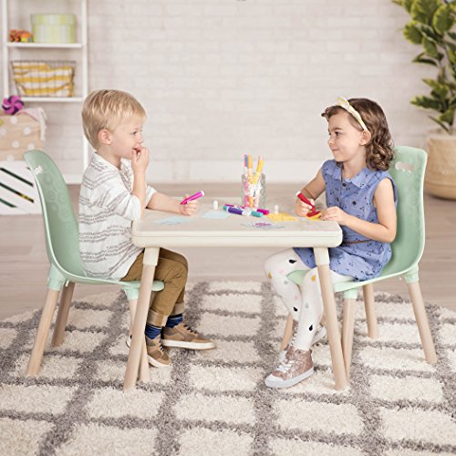 B. Spaces   Set tavolo e sedie per bambini   1 tavolo per l'artigianato e 2 sedie per bambini   Gambe in legno naturale   Mobili per bambini, Menta e Avorio   3 anni  (BX1866C1Z) : Casa e cucina