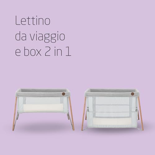 Maxi Cosi Iris 2 in 1 Culla da Campeggio Neonato, 0 3 anni, fino a 15 kg, Lettino da Viaggio Compatto, 2 Posizioni di Riposo, Leggero, Materassino in Schiuma, Borsa da Viaggio, colore Essential Grey : Maxi Cosi: Prima infanzia