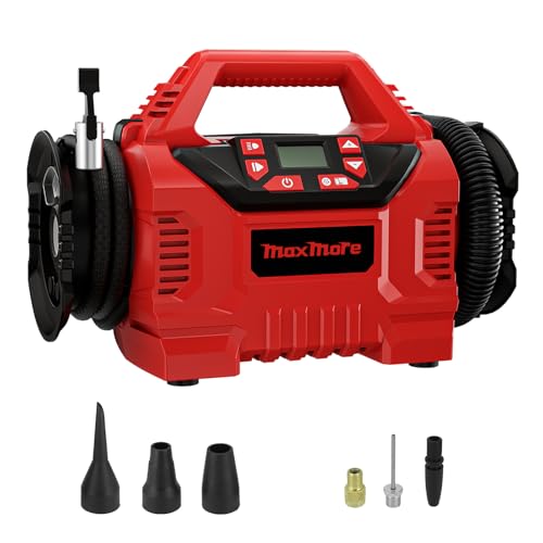 MaxMore   Compressore d'aria portatile senza fili per batteria Milwaukee da 18 V, 160 psi, ad alta pressione, con manometro digitale, spegnimento automatico, luce LED per palloni, pneumatici, : Amazon.it: Auto e Moto