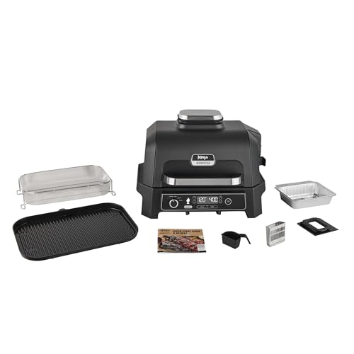 Ninja Woodfire Barbecue Elettrico XL, Griglia Friggitrice ad Aria e Affumicatore 4 in 1 da Esterno, con Termometro a Sonda Digitale, Sistema di Cottura Intelligente Smart Cook, Grigio/Nero, OG850EU : Amazon.it: Giardino e giardinaggio