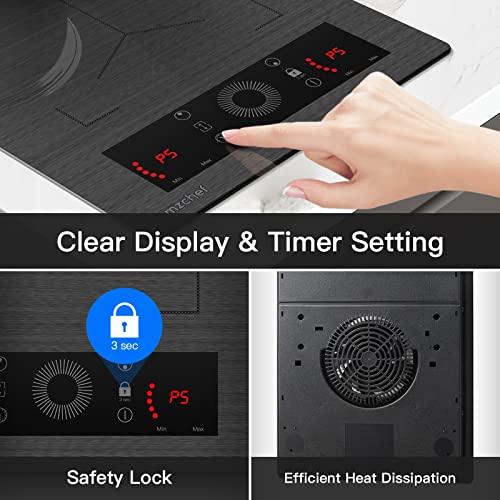 Piano Cottura Induzione con Flex zone, AMZCHEF Piastra a Induzione 2 Fuochi con 9 Livelli di Potenza, Riscaldamento Intermittente, Serrature e timer di sicurezza,Controllo Touch Slide,3300W,grigio : Amazon.it: Grandi elettrodomestici