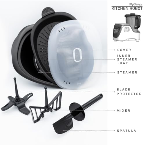Chef O Matic robot da cucina multifunzione Kitchen Robot, 1000w, 3L, 3500 giri al minuto, Accessori multipli, 10 velocità, Schermo tattile a LED, Design elegante : Amazon.it: Casa e cucina