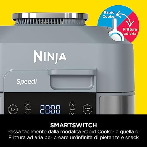 Ninja Speedi Pentola Elettrica Rapida 10 in 1, Friggitrice ad Aria, 5,7 l, Pasti per 4 in 15 Minuti, Frittura ad Aria e Cottura al Vapore, Idea Regalo Natale, Grigio, ON400EU : Amazon.it: Casa e cucina
