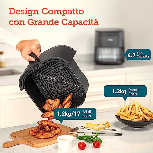 COSORI Friggitrice ad Aria 4,7L, 75 230°C, Air Fryer Silenzioso e Risparmio Energetico, 9 Preimpostazioni, Meno Olio&Senza Fumo, Ricettario Italiano, Lavabile in Lavastoviglie, Grigio, 1500W : Amazon.it: Casa e cucina