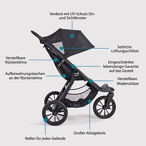 Baby Jogger City Elite 2 Passeggino combinato per ogni terreno, pieghevole e portatile, grigio pietra (grigio) : Prima infanzia