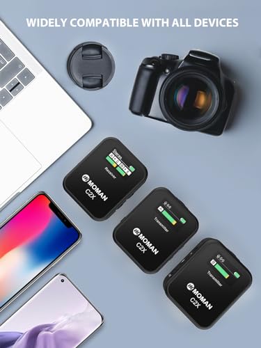 Moman Microfono Lavalier Wireless Professionale, C2X 2.4GHz Microfoni Senza Fili con Schermo TFT per Fotocamera Reflex Videocamera Smartphone Laptop, Microfono Lavalier Wireless Senza Fili : Elettronica