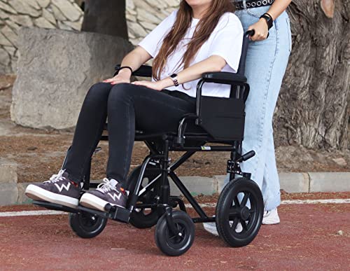 PEPE   Sedia a Rotelle Pieghevole (Robusta Struttura in Acciaio), Sedia a Rotelle Trasporto Anziani, Sedia a Rotelle da Transito Acciaio, Sedia a Rotelle Disabili, Sedia a Rotelle Richiudibile : Amazon.it: Salute e cura della persona
