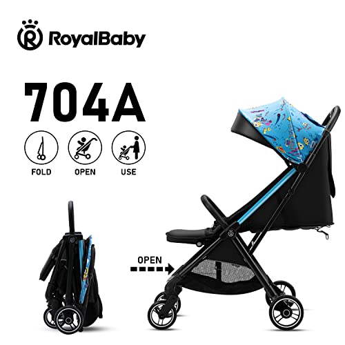 Royal Baby Passeggino leggero con piega compatta, passeggino da viaggio per aeroplano, passeggino con tettuccio oversize con parasole, blu : Prima infanzia