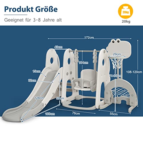 COSTWAY Parco giochi 6 in 1 per bambini, scivolo e altalena e canestro da basket, scala e porta da calcio, altalena da giardino, per bambini, per interni ed esterni (bianco) : Amazon.it: Giochi e giocattoli