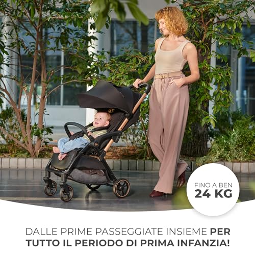 Kinderkraft APINO Passeggino Leggero fino 22 kg, Solo 7,5 Kg, Passeggino Da Viaggio, Pieghevole automatico, Schienale Regolabile In Posizione Sdraiata, Copertura Antipioggia, Nero : Prima infanzia