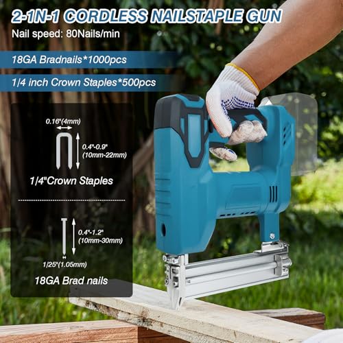 Pistola per unghie a batteria, Graffatrice elettrica senza fili Compatibile con M akita 18 V batteria, Sparachiodi a Batteria, 2 in 1 cucitrice elettrica con 1000 chiodi dritti e 500 chiodi a U : Amazon.it: Fai da te