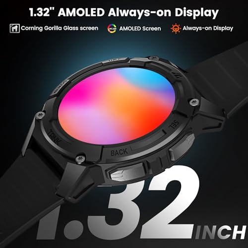 KOSPET TANK S2 Smartwatch Uomo Donna, GPS, Impermeabile 5ATM/IP69K, Bussola/Barometro/Altimetro, 176 Modalità Sportive, 24H Monitoraggio del Sonno, Compatibile iOS/Android (Nero Elegante) : Elettronica