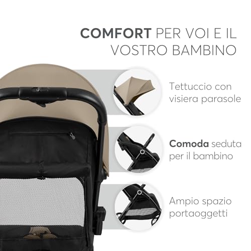 KikkaBoo Passeggino CIELA, Passeggino per bambini fino a 22 kg, Piegatura automatica, Schienale reclinabile, Leggero, Compatto, Misura Bagaglio a mano, Beige : Amazon.it: Prima infanzia