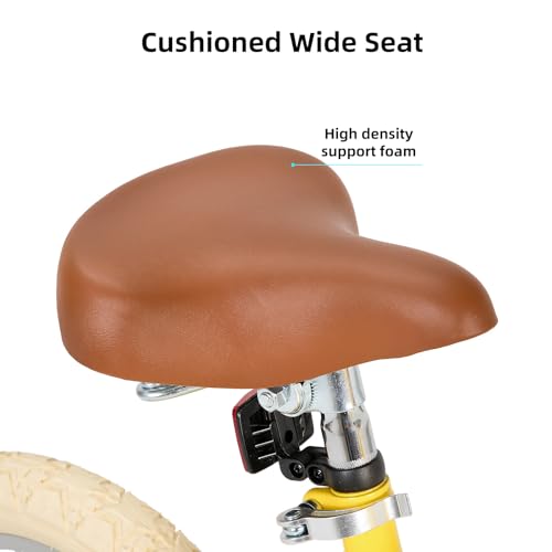 JOYSTAR 14 pollici bicicletta per bambini con ruota di allenamento e cestini, bicicletta per bambini per 3 5 anni ragazze, Giallo : Sport e tempo libero